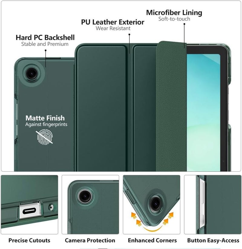 MoKo Low dust buildup MoKo Case for Galaxy Tab A11+ Plus/A9+ 11-Inch 2025/2023, Slim Stand Protective Smart Cover with Hard PC Translucent Back Shell for Galaxy Tab A11+/A9 Plus Tablet, Midnight Green Longevity upgraded craftsmanship - Image 3
