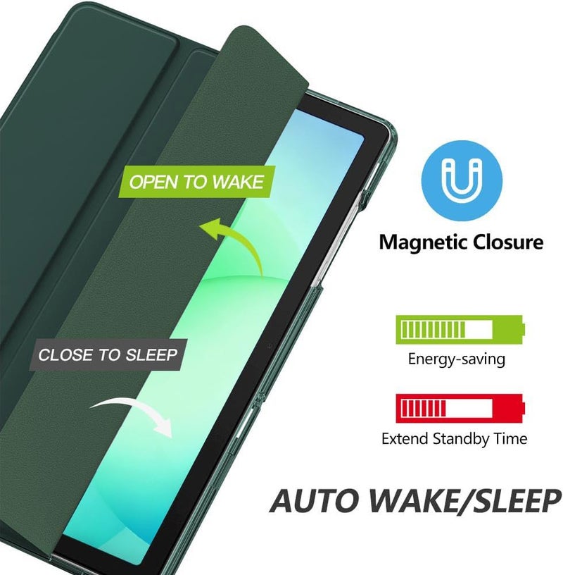 MoKo Low dust buildup MoKo Case for Galaxy Tab A11+ Plus/A9+ 11-Inch 2025/2023, Slim Stand Protective Smart Cover with Hard PC Translucent Back Shell for Galaxy Tab A11+/A9 Plus Tablet, Midnight Green Longevity upgraded craftsmanship - Image 4