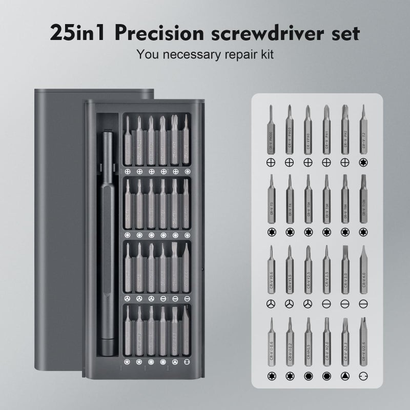 OEAGO 25-in-1 Mini Precision Screwdriver Set: Stocking Stuffers for Men Small Torx Bit Tool Set for Men,Magnetic Torque Repair Tool Kit for Electronics Macbook Watch Eyeglass Ring Doorbell,Birthday Gifts - Image 4