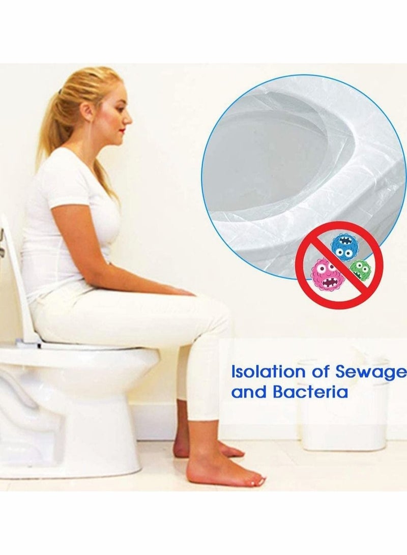 Captaintech Disposable Toilet Seat Covers Plastic Antibacterial Waterproof Portable Potty Cover for Kids Pregnant Travel Hospital Public Hotel Individually Wrapped Pocket Size 50 Pcs - Image 5