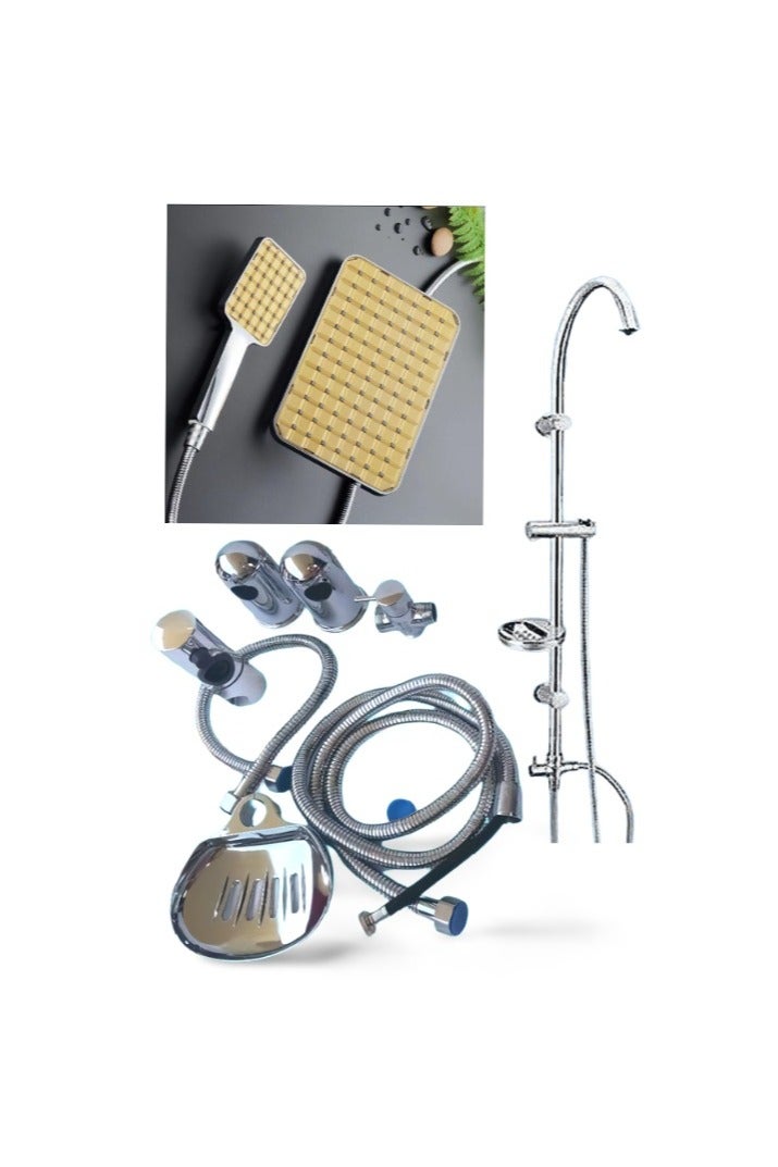 Bathroom shower set, multi-colored, nickel and gold  - Image 2