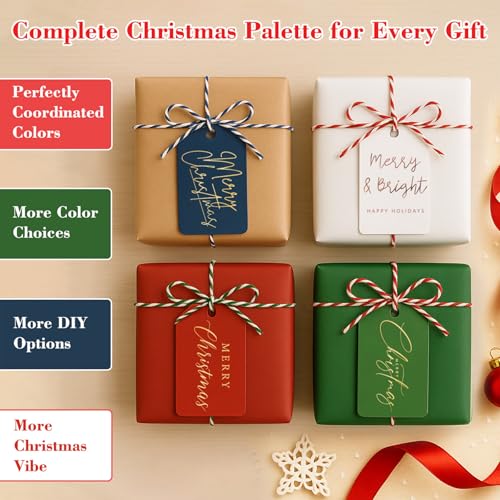 MHSMHL Christmas Gift Tags - 64 Holiday Present Tags with Colored String for Personalizing Your Holiday Gifts, DIY, Xmas Decorations & Gift Labels, Gift Tags for Presents, Christmas Name Tag for Gifts Decor - Image 5