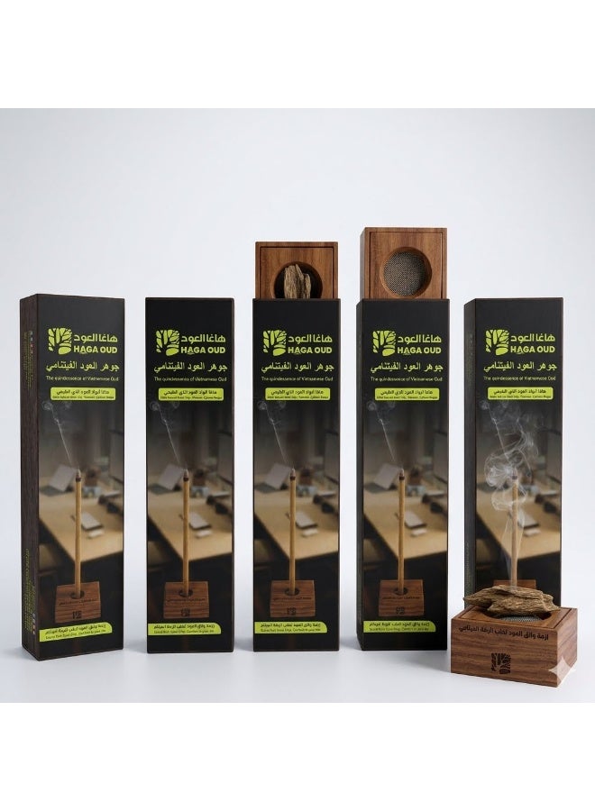 Haga Oud Vietnam Agarwood Incense Sticks SOY1s – 16cm (6mm) – Pack of 5 (48 Sticks Total) - Image 5