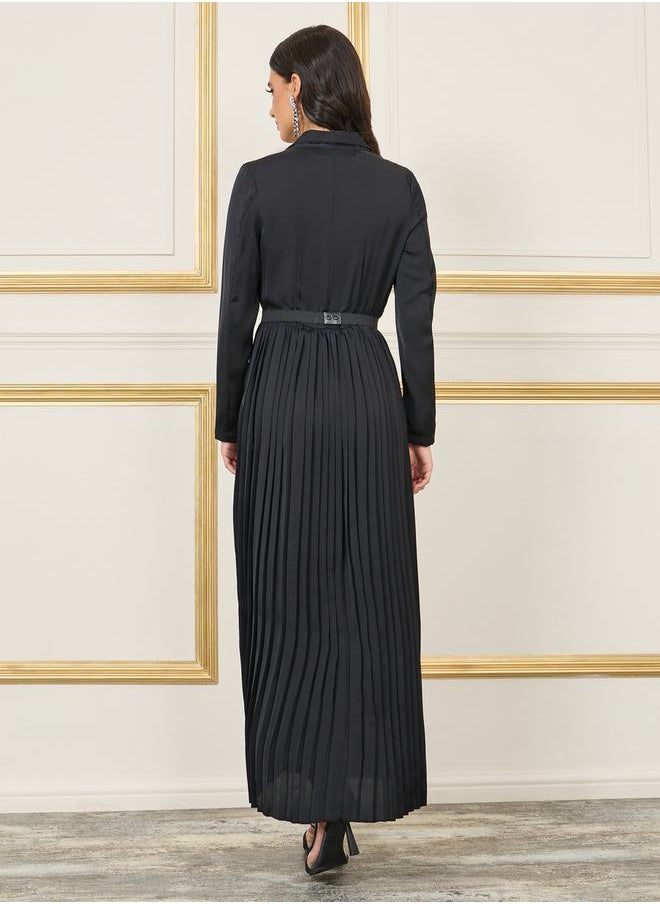Styli - Gemstone Belted Pleated Blazer Midi Dress - Image 1