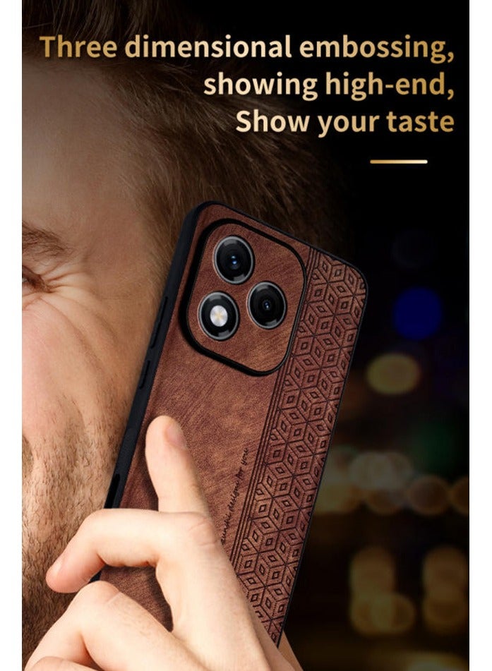 ICARLUS For Honor 400 Lite 5G Anti-scratch Phone Case Imprinted Leather Coated TPU Cover - Brown - Image 2
