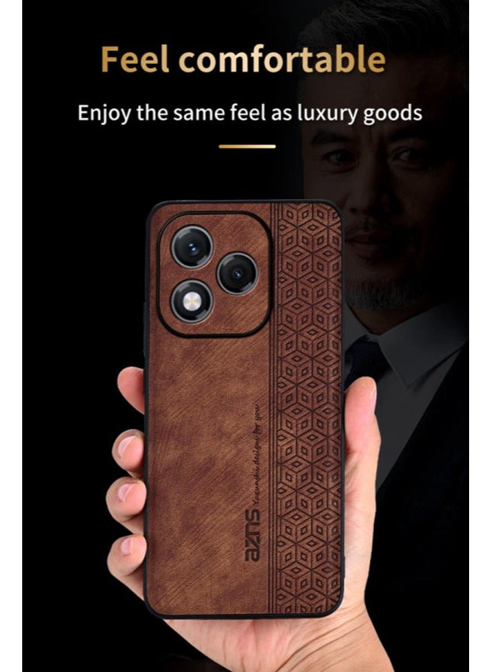 ICARLUS For Honor 400 Lite 5G Anti-scratch Phone Case Imprinted Leather Coated TPU Cover - Brown - Image 3