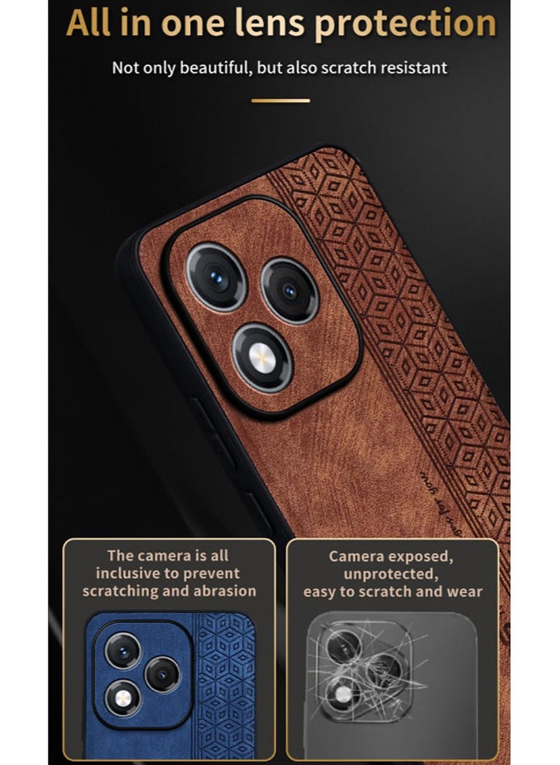 ICARLUS For Honor 400 Lite 5G Anti-scratch Phone Case Imprinted Leather Coated TPU Cover - Brown - Image 4