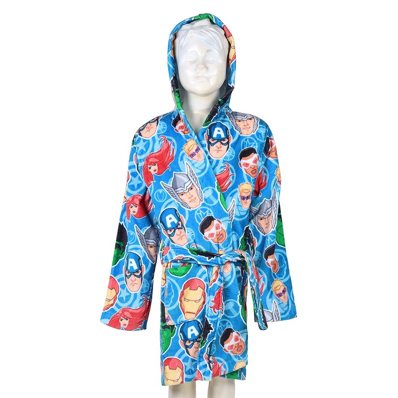 Spaces 100% COTTON Bath Robe EASY CARE FRESH LOOK SMART COLOUR MARVEL(Avengers 6-8 years)-BLUE - Image 2