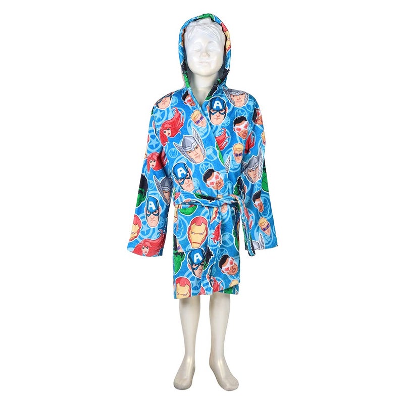 Spaces 100% COTTON Bath Robe EASY CARE FRESH LOOK SMART COLOUR MARVEL(Avengers 6-8 years)-BLUE - Image 1