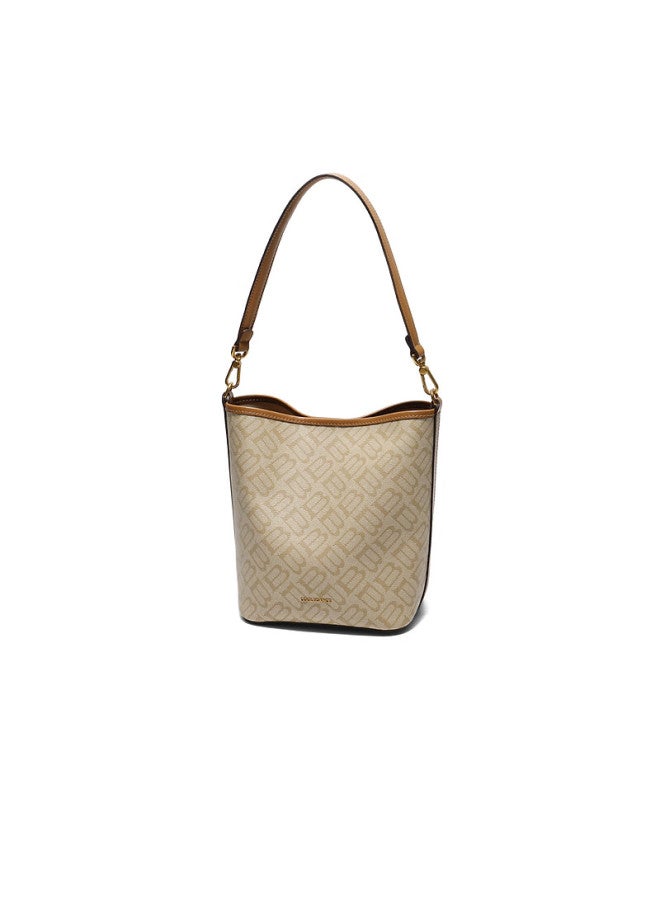 Belle [new Year Gift] Women's Handbag, 25 New Vintage Seagull Monogram Shoulder Crossbody Bucket Bag X7377cx5, Apricot Color - Image 4