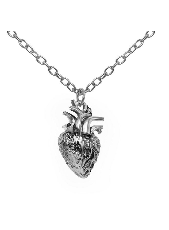 Niche-Finds Anatomical Heart Pendant 3D Human Heart Necklace Stainless Steel Anatomic Heart Halloween Pendant Nickel Free Alloy Steampunk Style Medical Personnel Prop - Image 1