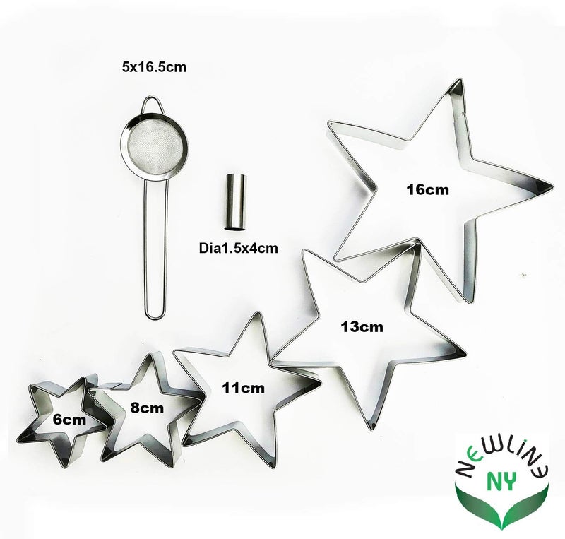 NEWLINE NY NewlineNY 16 Pcs Star Shaped Cookie Molds Cutters to Create Christmas Tree-Like Cookie Display with Recipe - Image 5