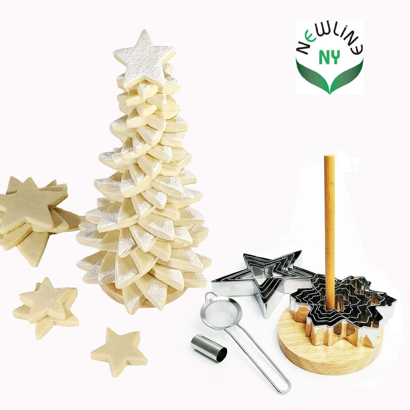 NEWLINE NY NewlineNY 16 Pcs Star Shaped Cookie Molds Cutters to Create Christmas Tree-Like Cookie Display with Recipe - Image 4