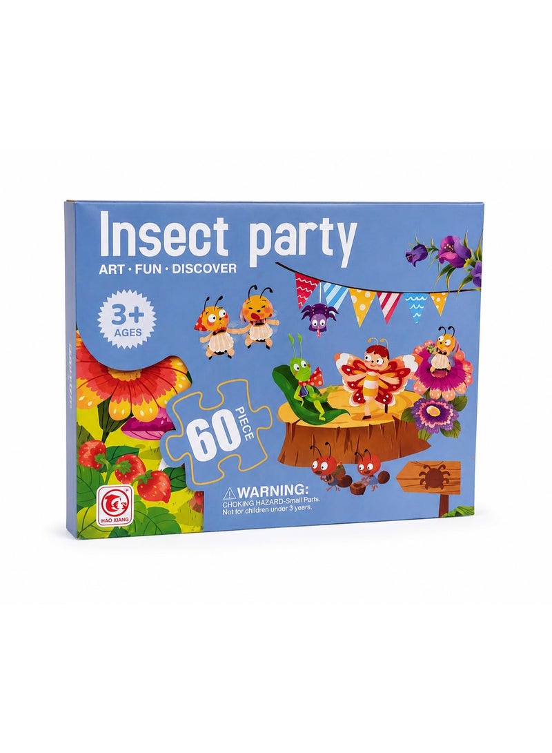 Insect Party 60-Piece Educational Jigsaw Puzzle for Kids Ages 3+ | Learning, Cognitive Development & Problem-Solving Toy - Image 1