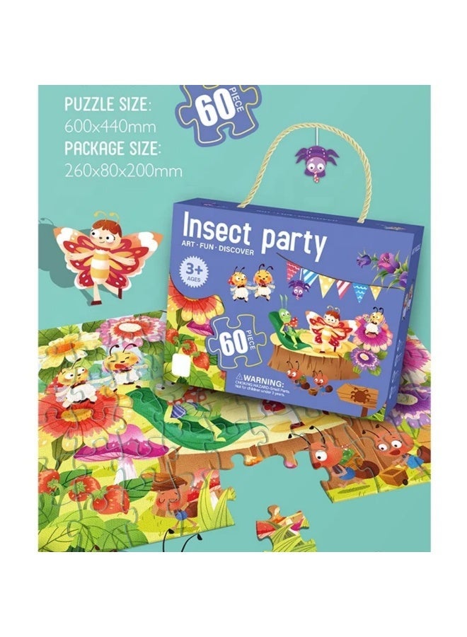 Insect Party 60-Piece Educational Jigsaw Puzzle for Kids Ages 3+ | Learning, Cognitive Development & Problem-Solving Toy - Image 3