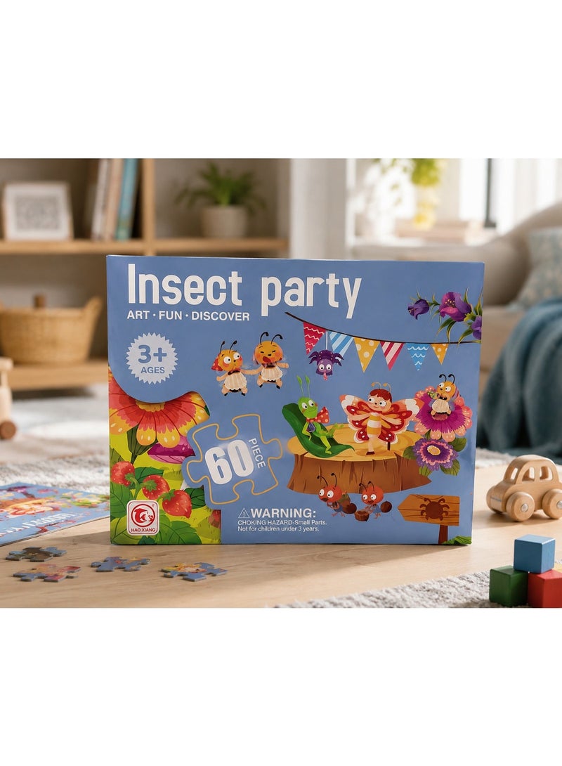 Insect Party 60-Piece Educational Jigsaw Puzzle for Kids Ages 3+ | Learning, Cognitive Development & Problem-Solving Toy - Image 2