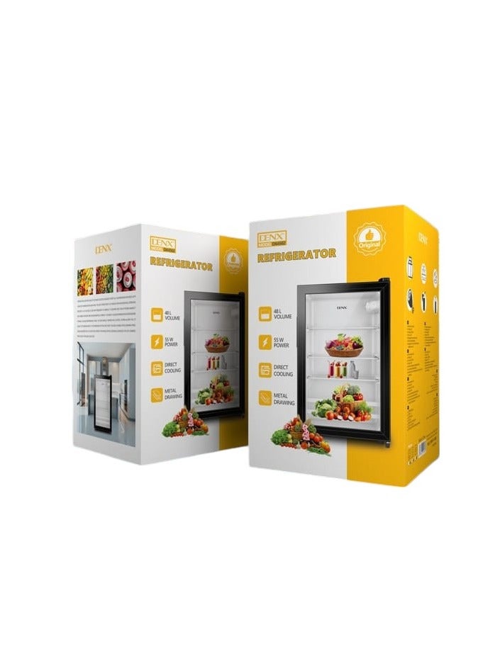 دينكس ثلاجة صغيرة بباب زجاجي سعة 48 لترًا مع تبريد مباشر بقوة 55 واط