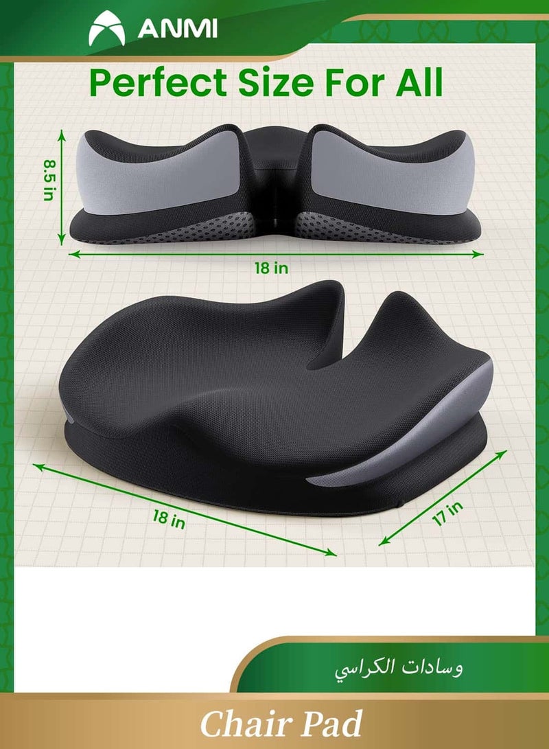 Anmi Seat Cushion, Non-Slip Chair Pads with Memory Foam, Tailbone Cushions for Pressure Relief, Computer & Car Seat Cushion - Image 5