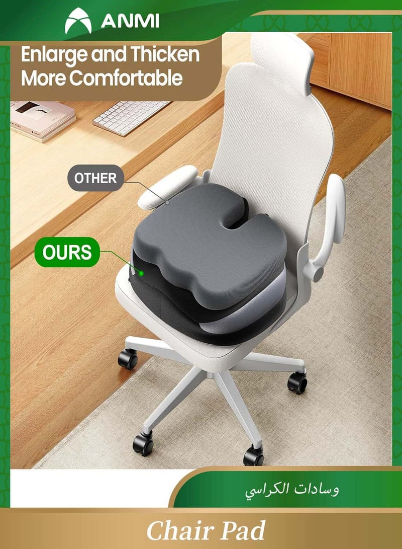Anmi Seat Cushion, Non-Slip Chair Pads with Memory Foam, Tailbone Cushions for Pressure Relief, Computer & Car Seat Cushion - Image 2