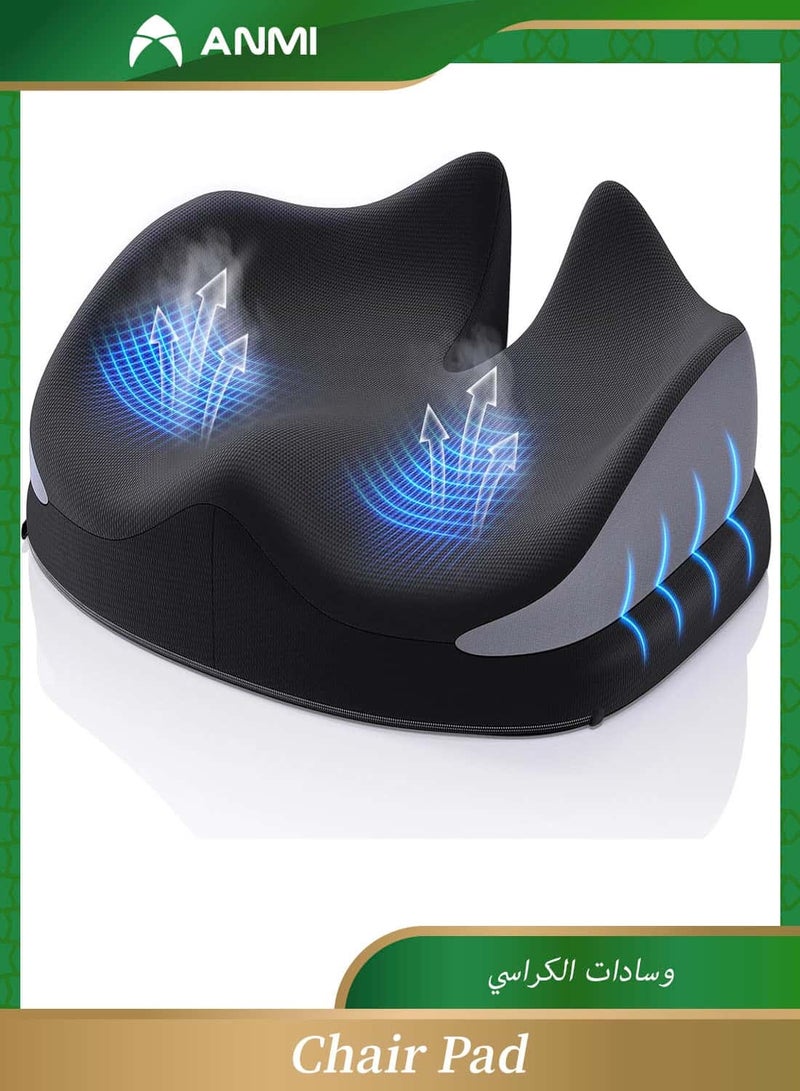Anmi Seat Cushion, Non-Slip Chair Pads with Memory Foam, Tailbone Cushions for Pressure Relief, Computer & Car Seat Cushion - Image 4