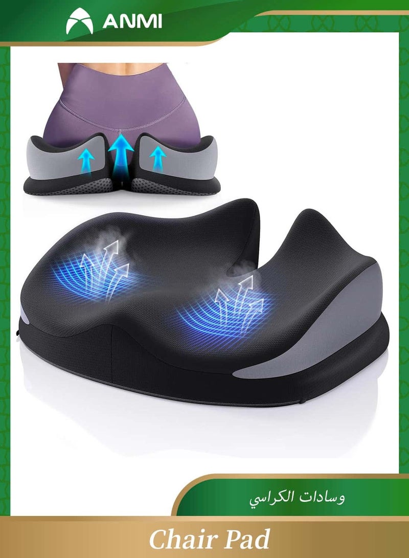 Anmi Seat Cushion, Non-Slip Chair Pads with Memory Foam, Tailbone Cushions for Pressure Relief, Computer & Car Seat Cushion - Image 1