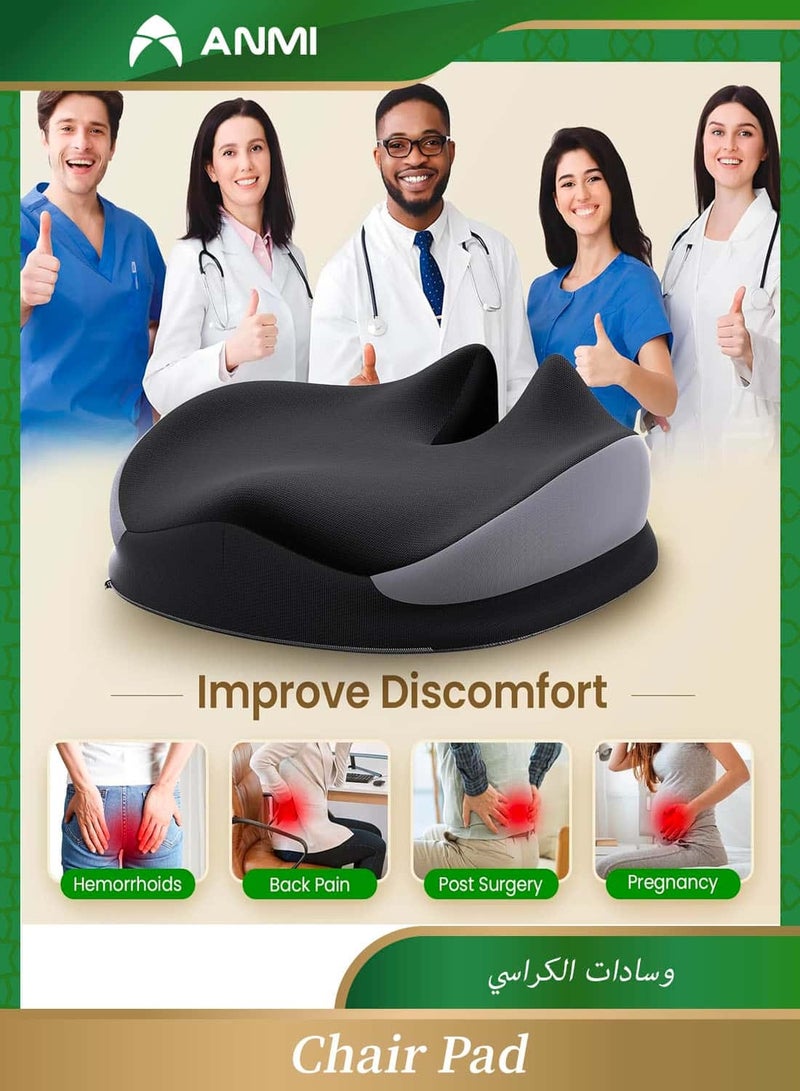 Anmi Seat Cushion, Non-Slip Chair Pads with Memory Foam, Tailbone Cushions for Pressure Relief, Computer & Car Seat Cushion - Image 3