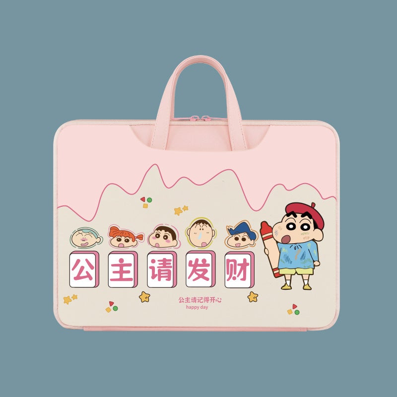 Laptop Handbag for 13-16 Inch Notebook, Waterproof Shockproof Computer Tote Bag with Handle, Fits Huawei/Honor/Xiaomi/Lenovo Xiaoxin, Black & White Cartoon Design, Trendy Carrying Case for Women & Students - Image 1
