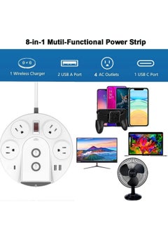 واي آند دي 20W USB C PD Power Strip Surge Protector with Wireless Charger Tower, Travel Delivery Charging for Phone Laptops Desk Office , 1 C/2 A Ports/4 AC Outlets Plug (UK Plug)  - Image 2