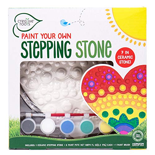 Creative Roots Mosaic Heart Stepping Stone Includes 7Inch Ceramic Stepping Stone 6 Vibrant Paints Mosaic Stepping Stone Kit Paint Your Own DIY Stepping Stone Kit for Kids Ages 8 - Image 1