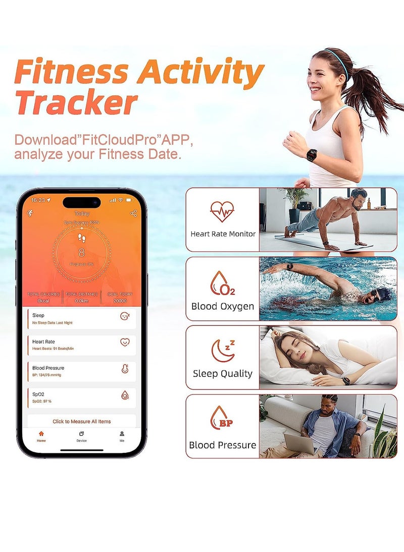 Smart Watch with Earbuds, 2 in-1 Smart Watch for iPhone Compatible, Blood Pressure Watch Pro for Men, IP X7 Waterproof Fitness Tracker MP3, Voice Recorder, Heart Rate Sleep Monitor, Long Time Standby - Image 2