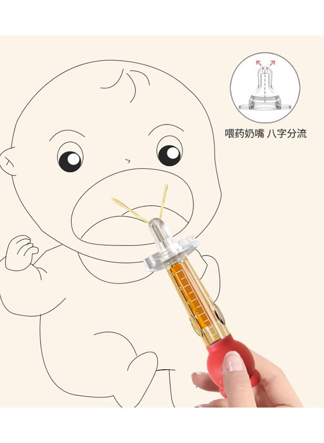 Cartoon Baby Medication Feeder, Baby Dropper Feeder, Baby Needle Squeeze Feeder Dispenser, Pacifier with Box Baby Baby Medication Dispenser, Baby Anti-choking Feeder with Cleaning Brush - Image 3