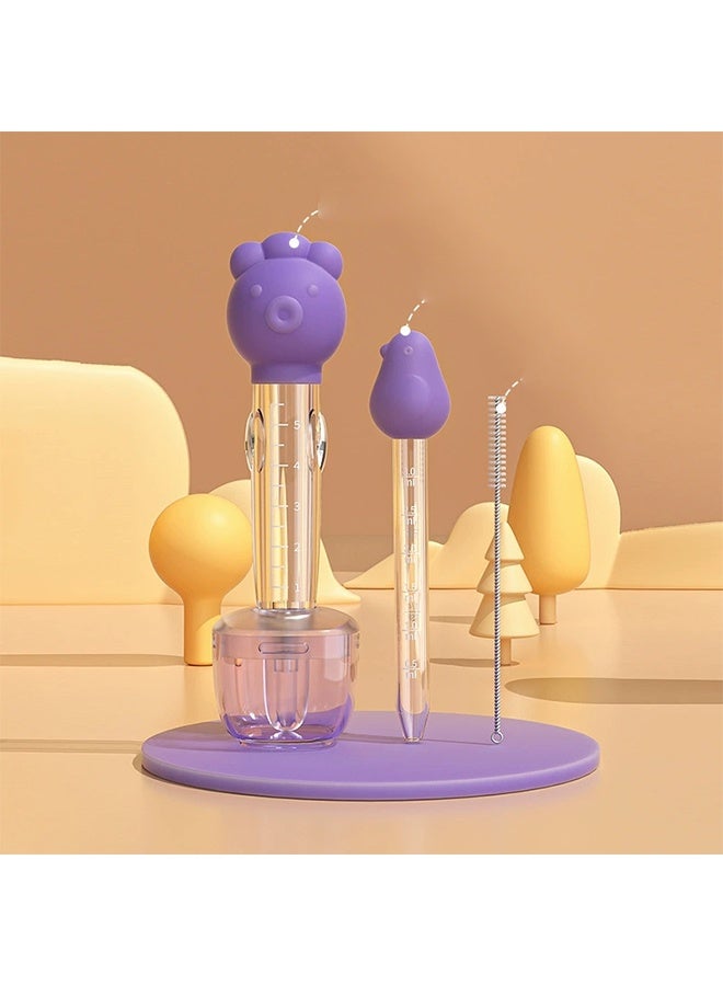 Cartoon Baby Medication Feeder, Baby Dropper Feeder, Baby Needle Squeeze Feeder Dispenser, Pacifier with Box Baby Baby Medication Dispenser, Baby Anti-choking Feeder with Cleaning Brush - Image 1