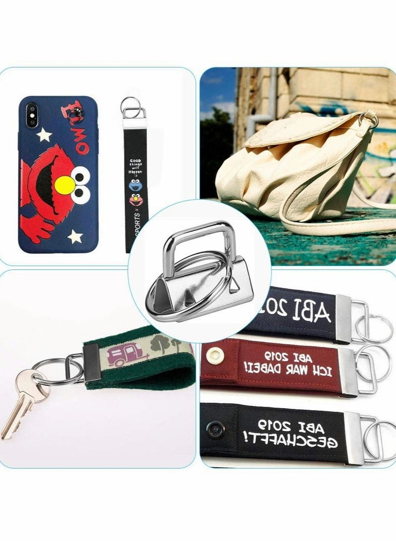 Excefore - Key Fob Hardware, 50 PCS Keychain Bracelet Hardware with Key Rings, Metal Tail Clip Wristlet Sets, Perfect for Bag Wristlets with Fabric/Ribbon/Webbing/Embossed and Other Hand Craft - 25mm - Image 1