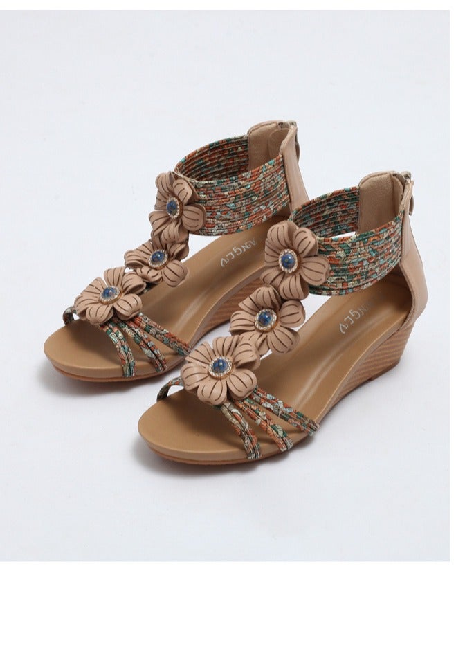 سيكيتو النساء الصيف الجديدة متعددة الاستخدامات سميكة وحيدة مفتوحة إصبع القدم الأزياء أرفين كعب الصنادل - Image 2