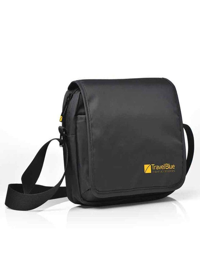Travel Blue Nylon City Sling Pouch for Men & Women | 4 Zipped Compartments | Adjustable Shoulder Strap | Water-Resistant Travel Crossbody Bag | Black - Image 1