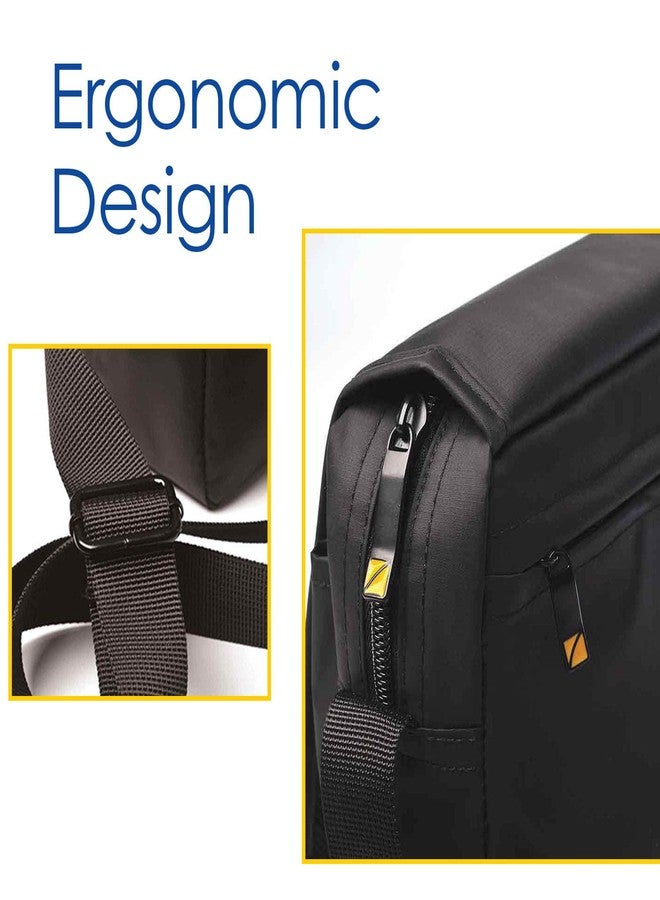 Travel Blue Nylon City Sling Pouch for Men & Women | 4 Zipped Compartments | Adjustable Shoulder Strap | Water-Resistant Travel Crossbody Bag | Black - Image 3