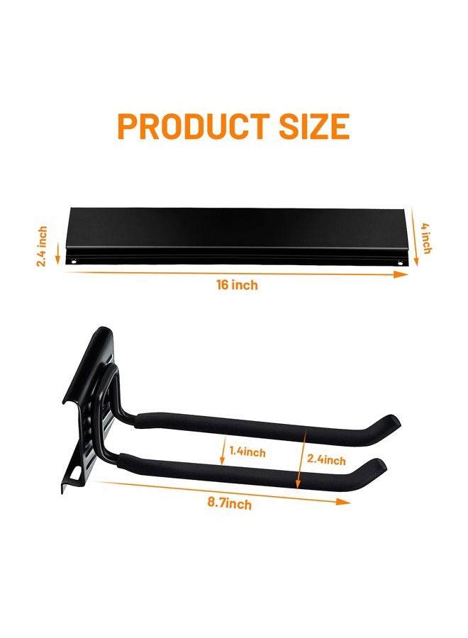 Wallmaster Garage Storage Organization Wall Mount, Garden Tool Rack Organizer Heavy Duty Folding Chair Hangers with 6 Adjustable Hooks 48inch Tracks Max Load 265lb - Image 4
