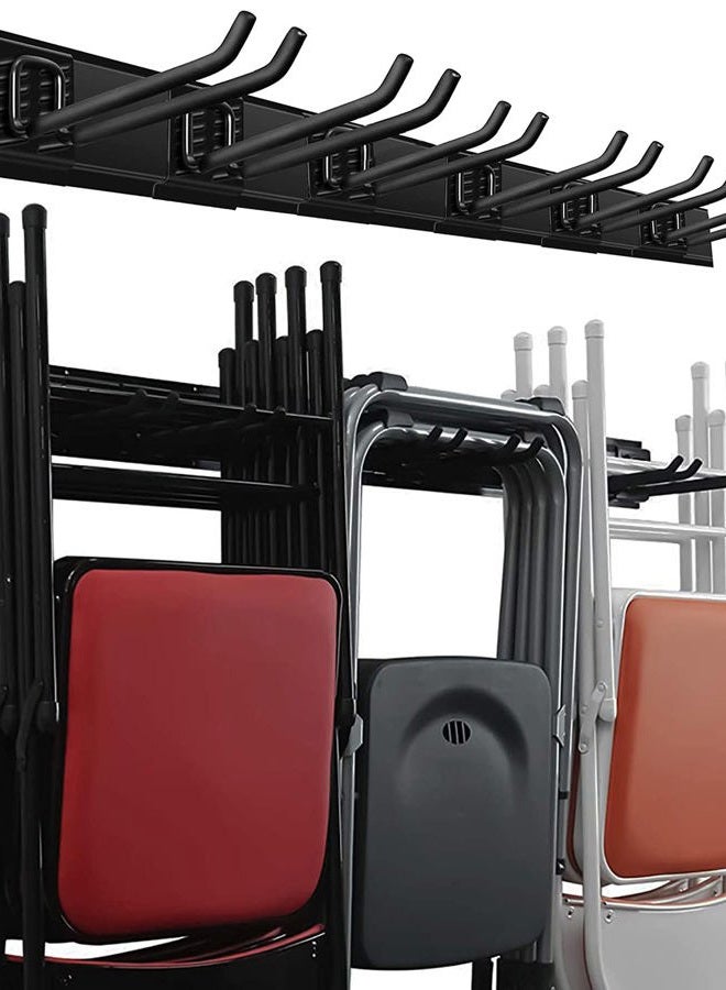 Wallmaster Garage Storage Organization Wall Mount, Garden Tool Rack Organizer Heavy Duty Folding Chair Hangers with 6 Adjustable Hooks 48inch Tracks Max Load 265lb - Image 1