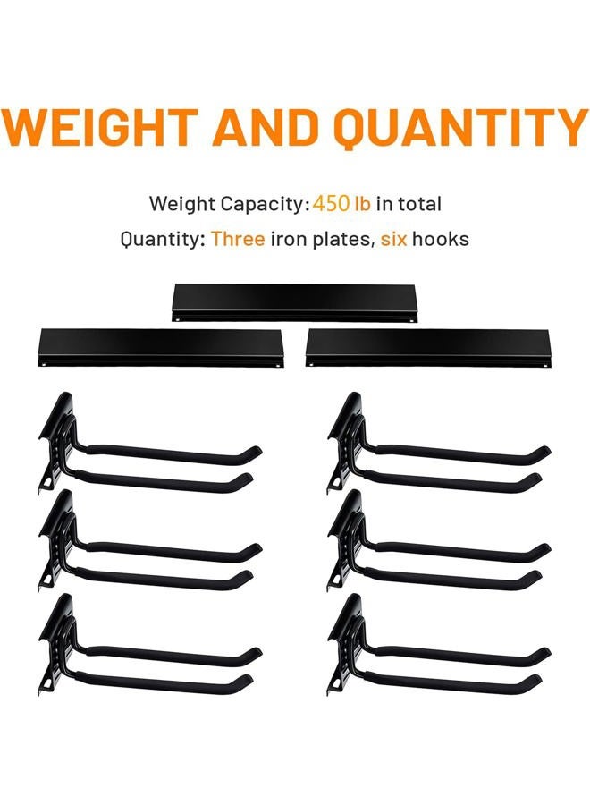 Wallmaster Garage Storage Organization Wall Mount, Garden Tool Rack Organizer Heavy Duty Folding Chair Hangers with 6 Adjustable Hooks 48inch Tracks Max Load 265lb - Image 5
