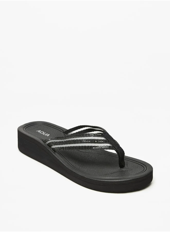 Aqua Women's Embellished Thong Slippers
