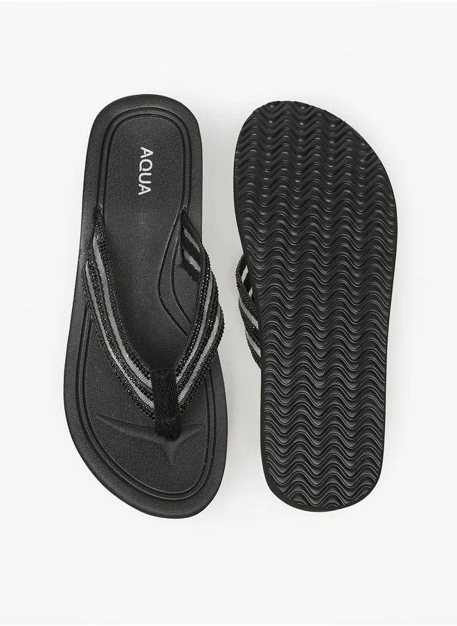 Aqua Women's Embellished Thong Slippers