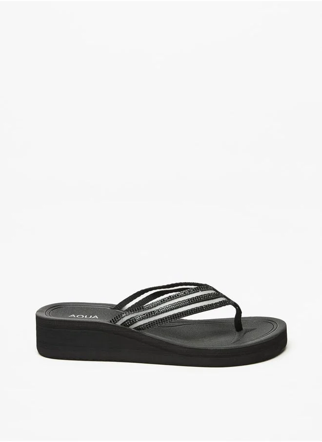 Aqua Women's Embellished Thong Slippers