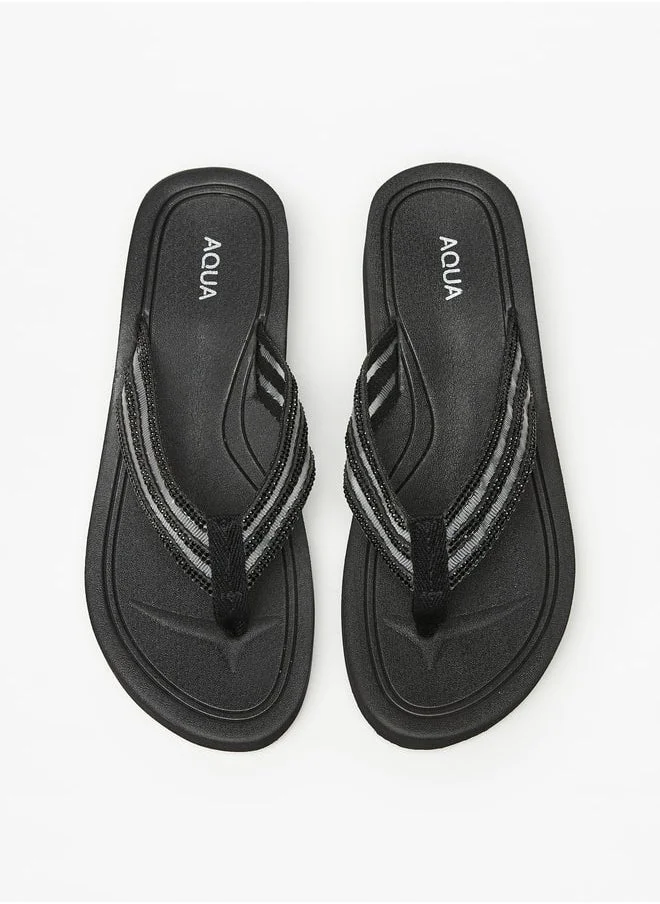 Aqua Women's Embellished Thong Slippers