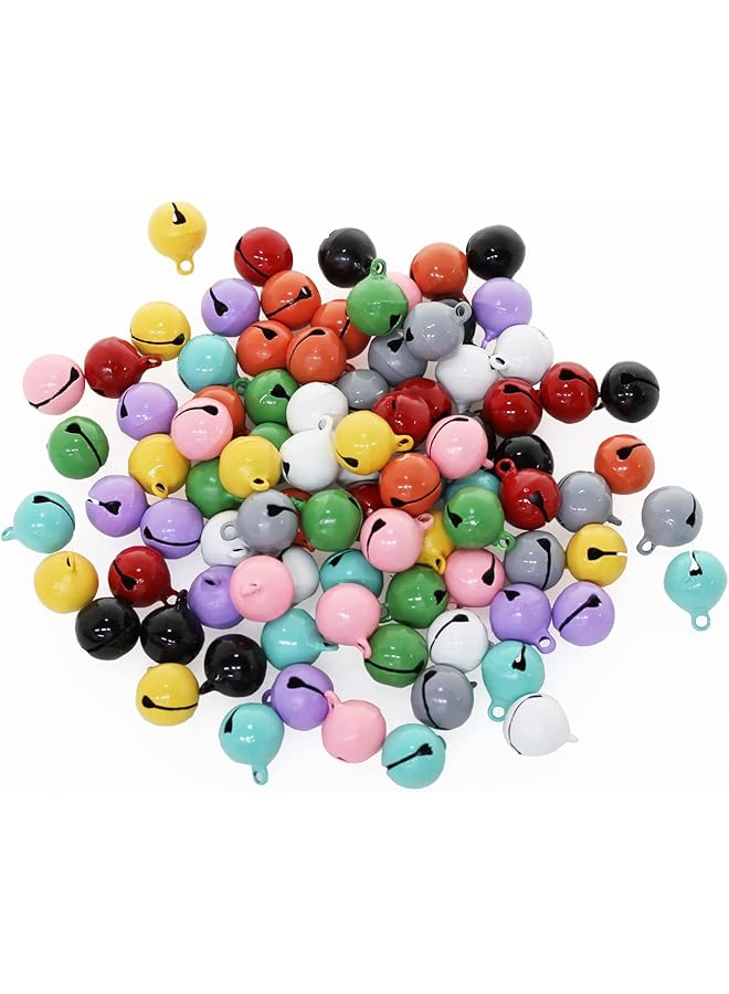 The Bros 100Pcs Jingle Bells, 14mm 10 Sweet Colors Small Bell Metal Craft Bells, Pet Decoration Bells DIY Bells for Wreath, Christmas, Holiday Home Party & Festival Decorations and Jewelry Making - Image 1