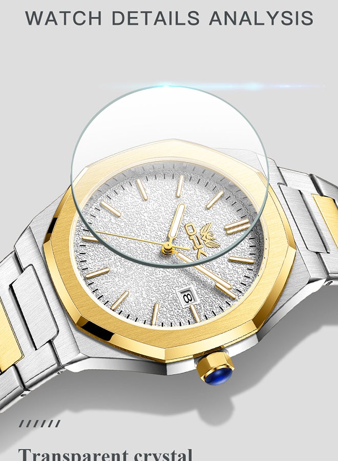 OPK Men's Octagonal Steel Band Men's Watch Form Calendar Luminous Quartz Watch 6046 - Image 5