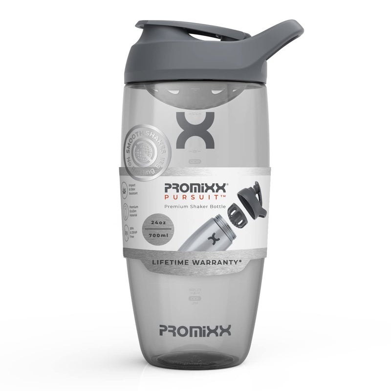 Promixx Pursuit Protein Shaker Bottle (24 oz) â€“ Silent No-Ball Mixer, Leak-Proof Lid, BPA/BPS & Phthalate-Free ECOZEN â€“ Easy-Clean Shaker Cup for Protein Shakes, Pre & Post-Workout Smoothies - Image 1