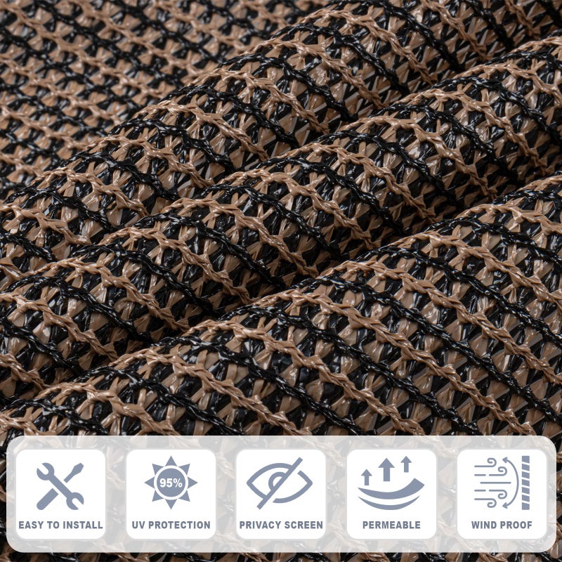 Cool Area Sun Shade Cloth with Grommets 3/4/6/8/10/12/16/20 FT Shade Panel Shade Tarp Screen Fabic for Outdoor Patio Pergola Cover Deck Garden, 6x10 FT, Brown - Image 4