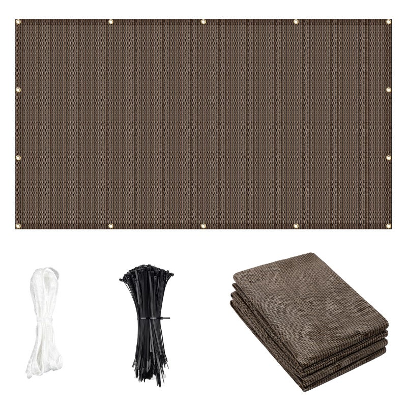 Cool Area Sun Shade Cloth with Grommets 3/4/6/8/10/12/16/20 FT Shade Panel Shade Tarp Screen Fabic for Outdoor Patio Pergola Cover Deck Garden, 6x10 FT, Brown - Image 1