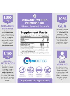 OmniBiotics Organic Evening Primrose Oil ; Clinical Strength 1500 Mg ; 10% Gla ; Coldpressed Nongmo ; Hormone Balance For Women ; Menopause And Pms Support ; 120 Vegan Softgel Capsules  - Image 2