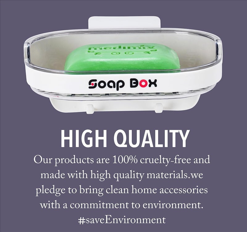 Boniry Super Powerful Self-Adhesive Soap Holder for Bathroom, Non-Drill Wall Mount Magic Sticker Self Adhesive Soap Stand for Bathroom (Printed White) - Image 5